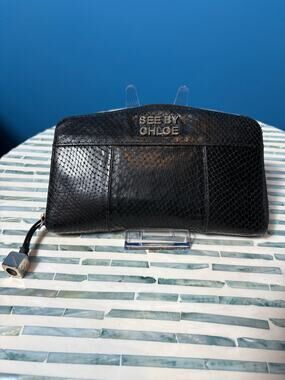 Vintage See by Chloé Python Embossed Continental Wallet